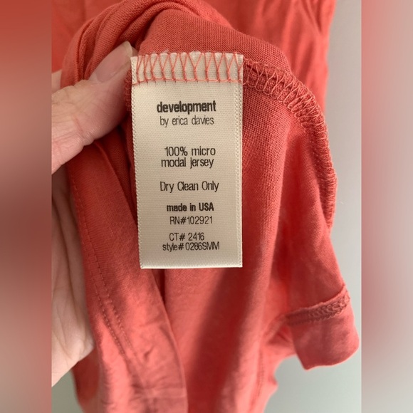 Womens Development by Erica Davies Coral Short Flutter Sleeve Smock Neck Top L - Picture 5 of 9